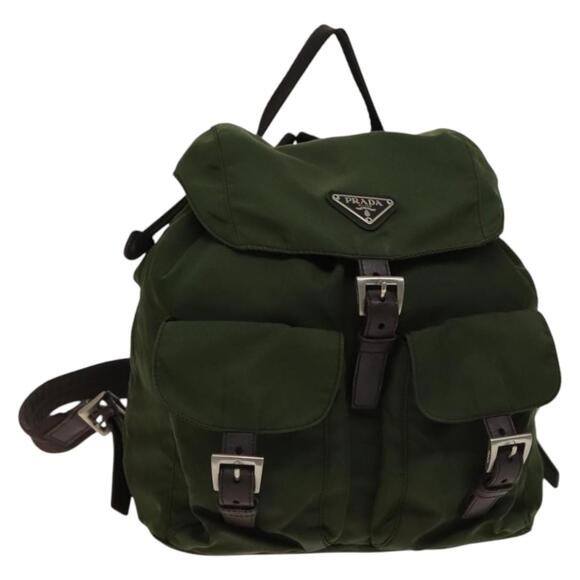 PRADA Backpack Nylon Khaki Silver - Picture 1 of 10